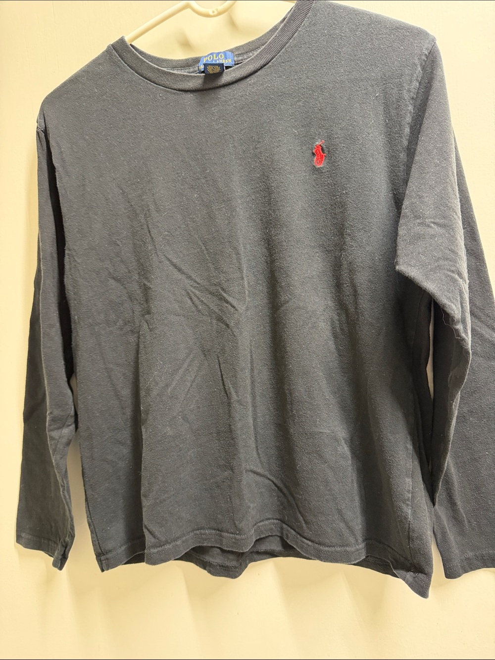Polo by Ralph Lauren Long-Sleeve Crewneck Shirt - Charcoal with Red Pony